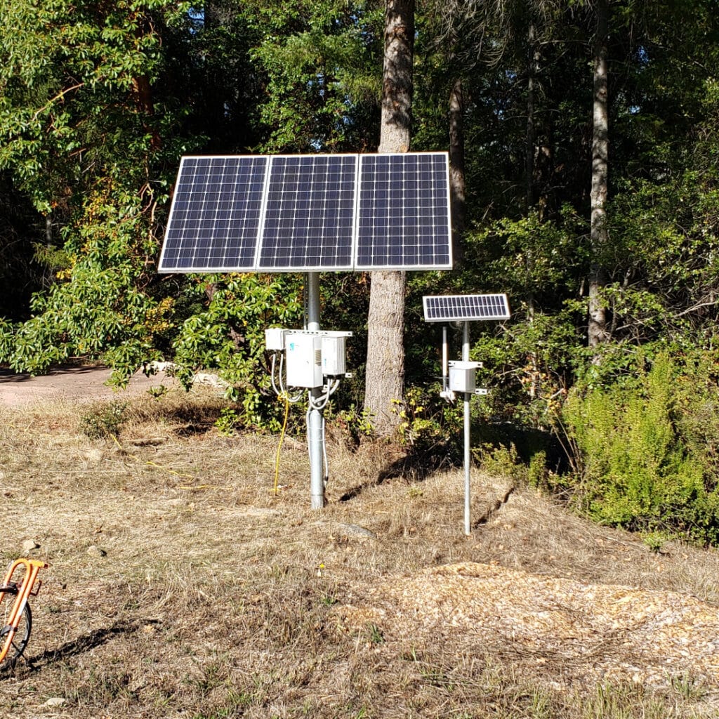 Solar Panels On Posts In The Woods