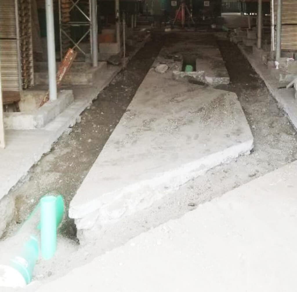 Concrete Floor Cut Back For Pipe Installation