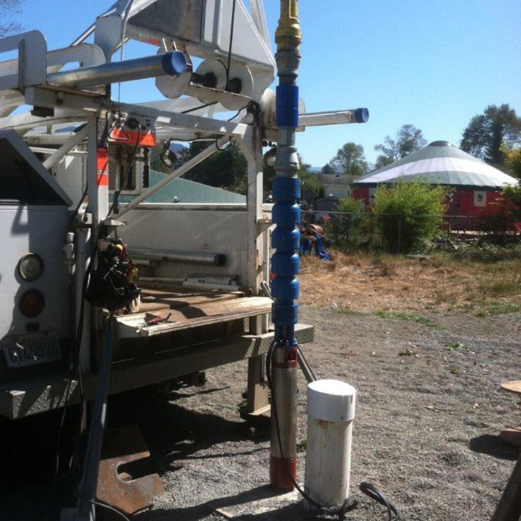 Well Drilling Equipment At The Back Of A Truck